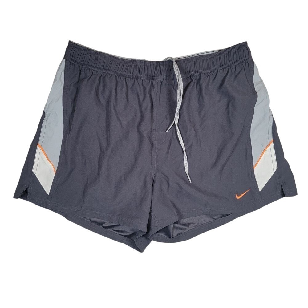 Nike Swim Shorts Mens Sz XL Gray Mesh Lined Drawstrings Swim Trunks